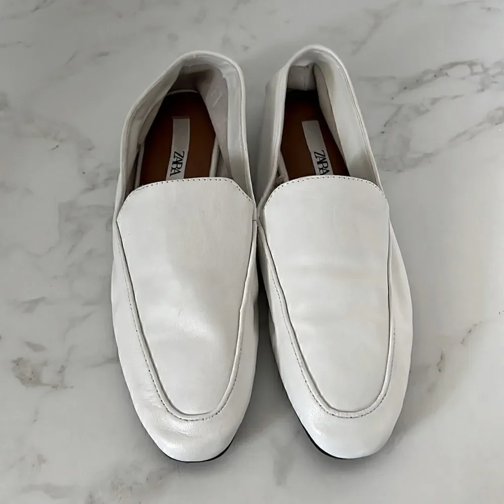 Zara white loafers NWOT